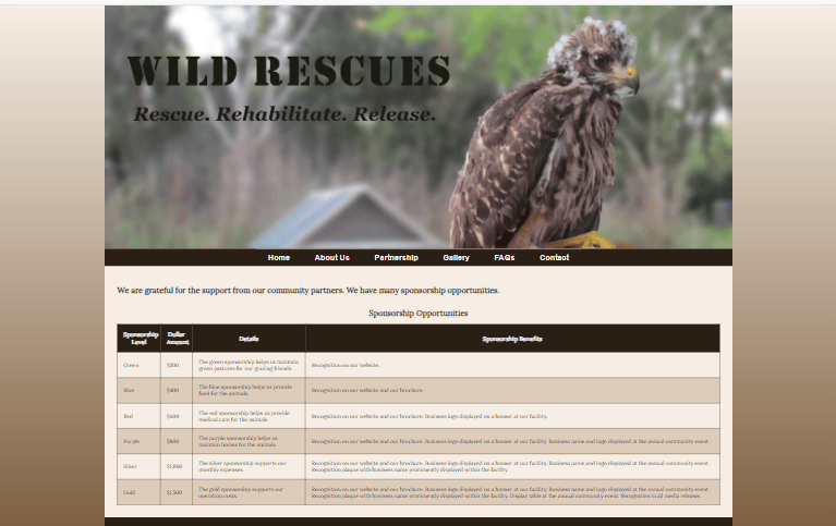 Rescue partnership page