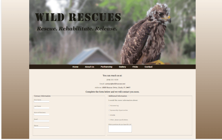 Rescue contact page
